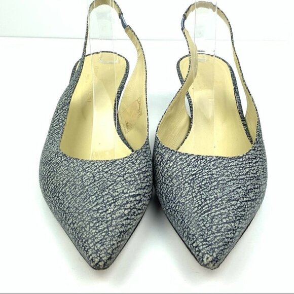 Clorinda Antinori the Rosie heels 39.5 9.5 blue cream crackle slingback kitten - Picture 3 of 14